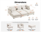 115" Oversized Chenille Couch Modular Sectional Sofa, Washable Cloud Couch - Image 2