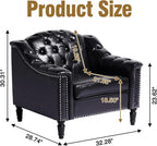 LEVNARY Chesterfield Chair Leather, Upholstered Sofa Chair - Image 2