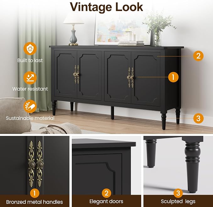 FansaFurn Console Table, Wood Buffet Sideboard, Media Credenza - Image 3