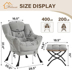 Welnow Lazy Chair with Ottoman, Modern Accent Chair with Armrests and a Side - Image 3
