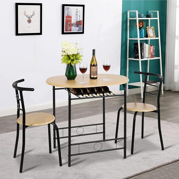 VINGLI 3 Piece Dining Set, Small Kitchen Table Set - Image 3
