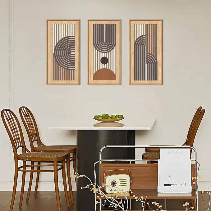 IARTTOP Mid-century Modern Boho Wooden Wall Art Framed 8x16 Inch Orange - Image 4
