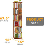 SpaceAid 6 Tier Rotating Bookshelf Tower, Bamboo Spinning Book Shelf, Revolving - Image 2