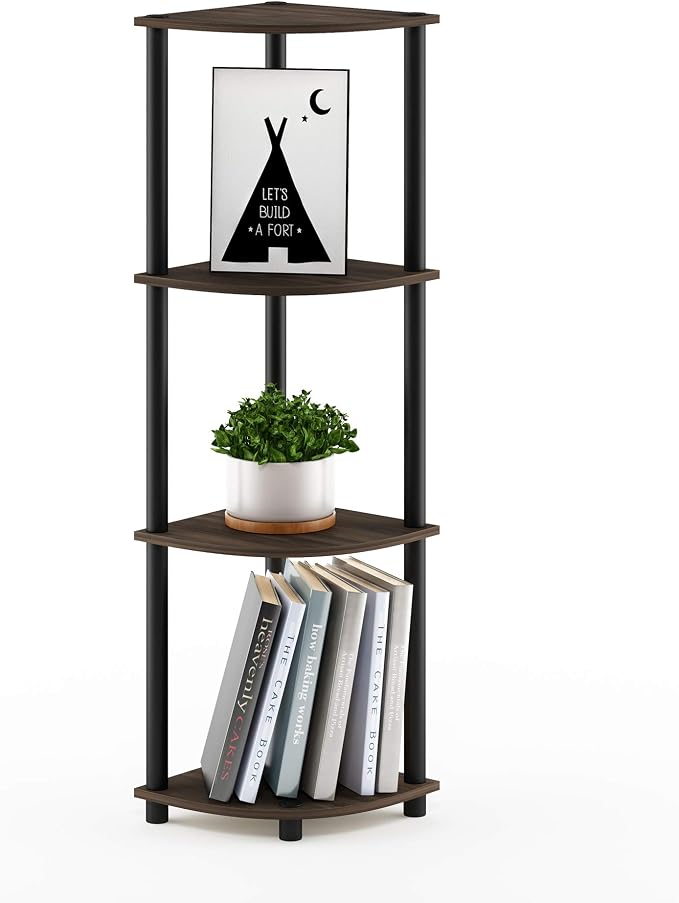 Furinno TURN-N-TUBE Corner Shelf, 4-Tier Corner Bookshelf, Display Storage - Image 6