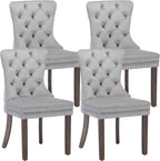 KCC Velvet Dining Chairs Set of 4, Upholstered High-end Tufted Dining Room Chair by KCC