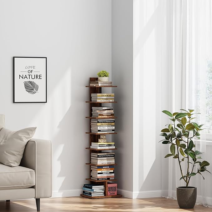 TUTOTAK Narrow Bookshelf, 8-Tier Bookcase, Spine Book Shelf - Image 6