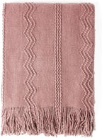 BOURINA Coral Pink Throw Blanket 60 x80 Inches Textured Solid Soft Sofa Throw by BOURINA