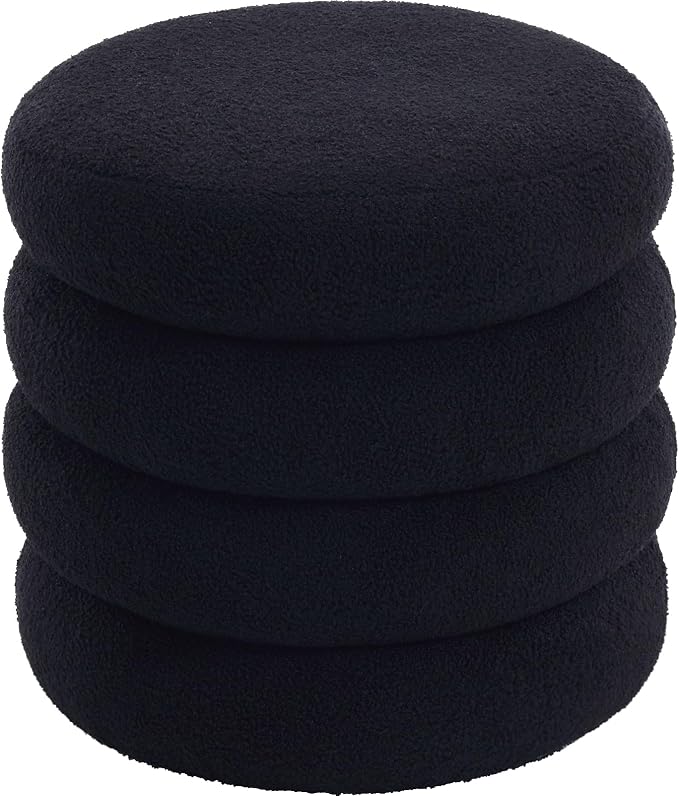 Flouki 19.5" Storage Ottoman Round, Vanity Stools by Flouki