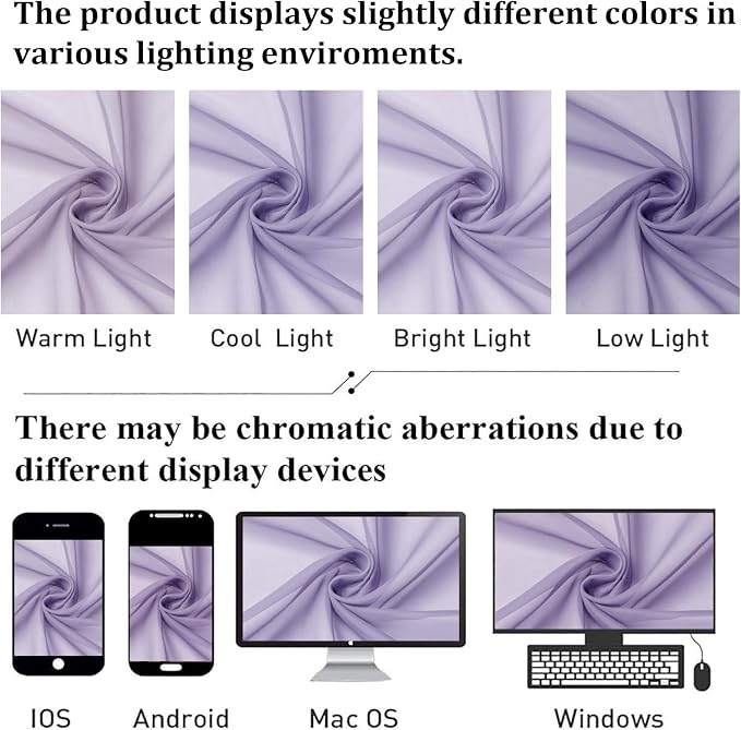 Lavender Sheer Curtains 78 Inches Long 2 Panels Set, Light Filtering Solid - Image 8