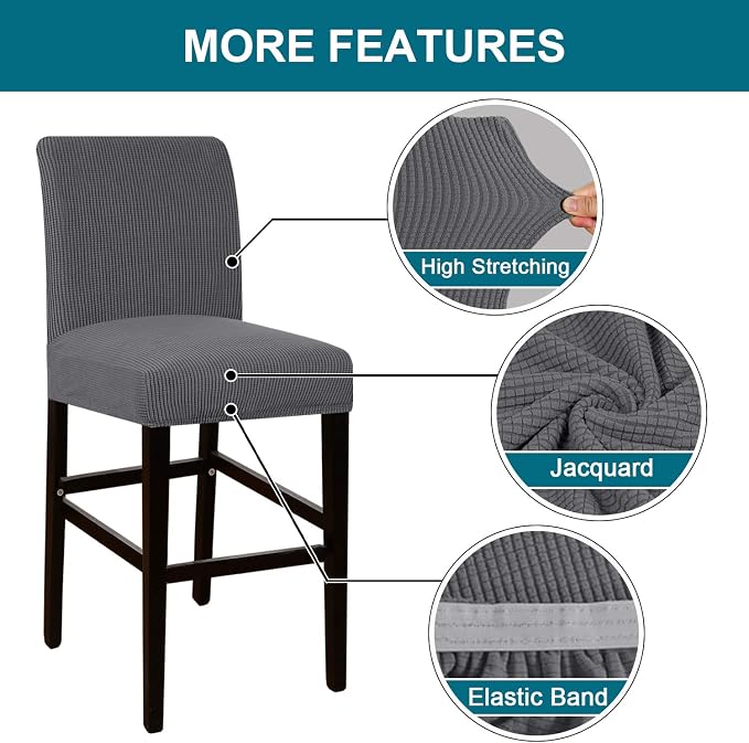 Turquoize Stretch Bar Stool Cover Counter Stool Pub Chair Slipcover - Image 4