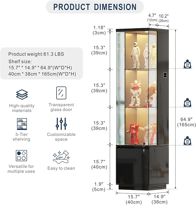 HNEBC Corner Glass Display Cabinet - Image 2