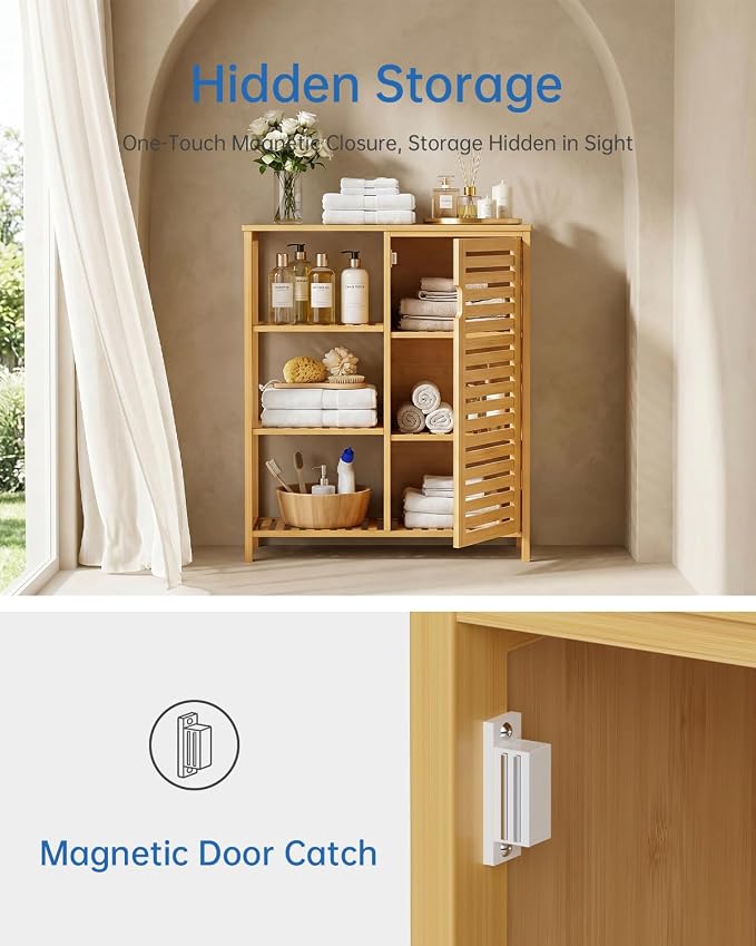 HITNET Bathroom Floor Cabinet, Bamboo Storage Cabinet - Image 6