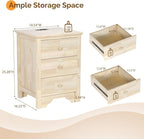 Bonnlo Unfinished Rubber Wood Night Stand Set 2 - Image 2