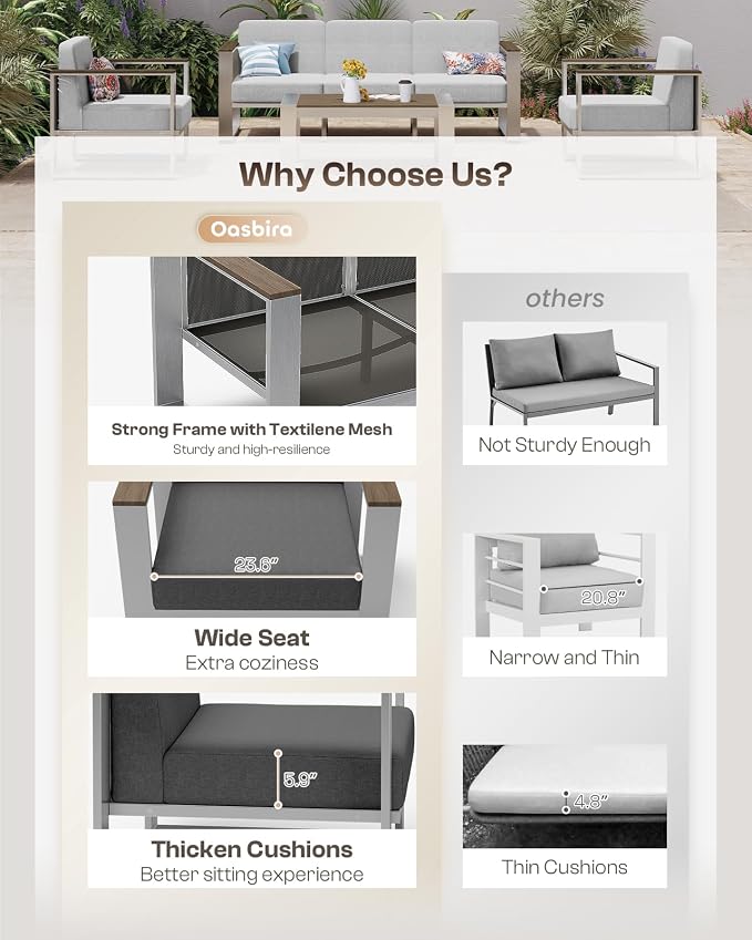 Outdoor Aluminum Loveseat, Modern Patio Patio Furniture - Image 6