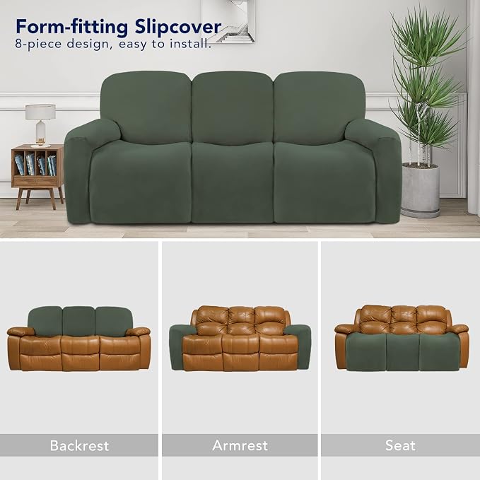 PureFit Super Stretch 3 Seats Recliner Sofa Couch Cover - Image 4