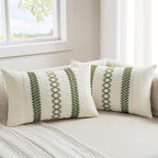 MIULEE Set of 2 Moss Green Boho Decorative Lumbar Pillow Covers 12x20 Inch | by MIULEE