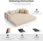 79in Convertible Sofa Bed, Corduroy Boneless Couch Bed, Futon Sleeper Sofa Pull - Image 5