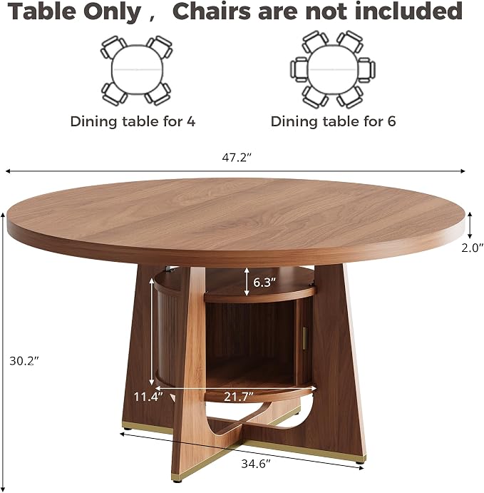 IRONCK 47 Inch Round Dining Table - Image 2