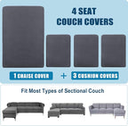 Water Repellent L Shaped Couch Covers 4 Pieces Sofa Seat Cushion Slipcovers - Image 7