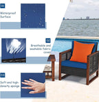 Tangkula 3 Pieces Patio Wicker Furniture Set, Rattan Outdoor Sofa Set - Image 7