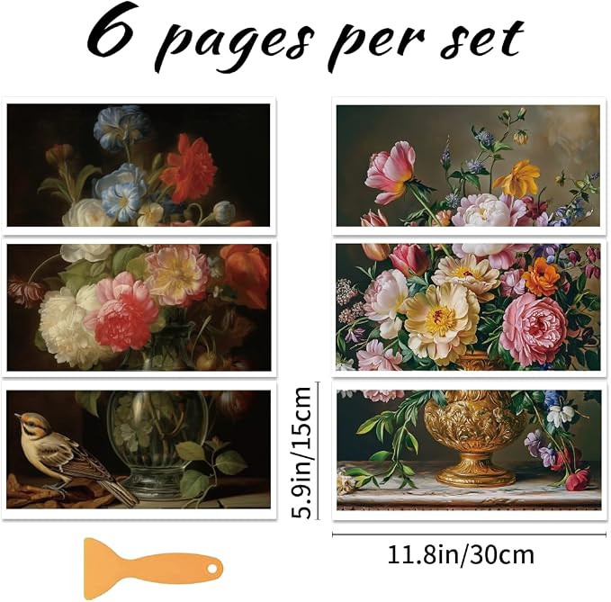 6 Sheets Large Flower Rub on Transfers - Image 2