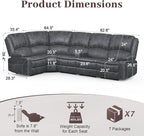 Yolsali Manual Reclining Sectional Sofa Set, 5 Seats 1+1+3 Dutch Velvet - Image 2