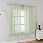 Light Green Sheer Curtains 63 Inch Length 2 Panels Set, Elegant Voile Curtains - Image 8