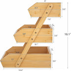 Merysen Large 3 Tier Bamboo Fruit Basket Stand - Image 3