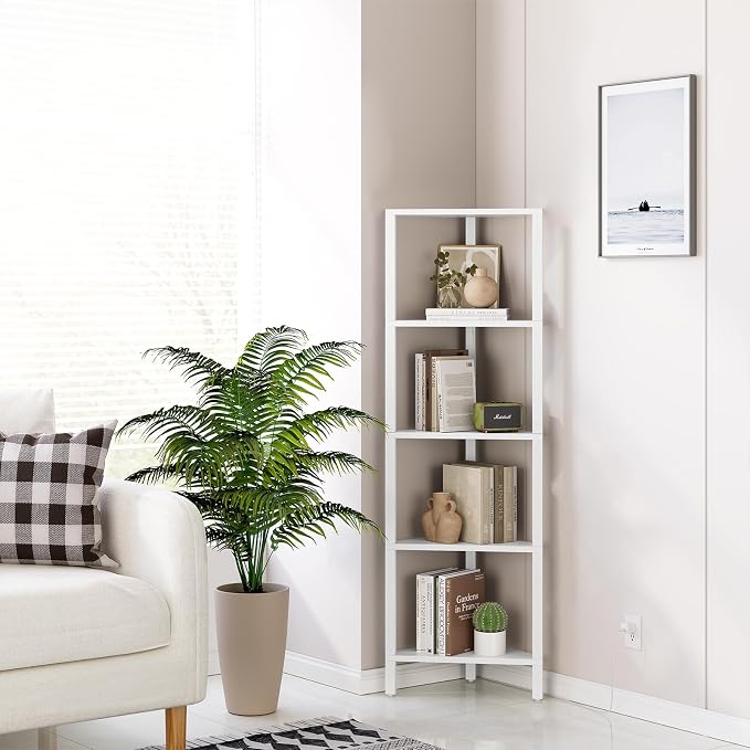 TUTOTAK Corner Shelf with LED Light, 5-Tier Corner Bookshelf - Image 8