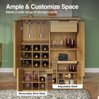 Fluted Coffee Bar Cabinet with Storage, Modern Sideboard Buffet Cabinet with - Image 7