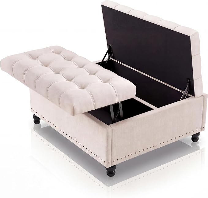Garvee 36'' Large Square Storage Ottoman, Lift Top Storage Ottoman Coffee Table by Garvee