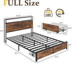 Lifezone Full Bed Frame with 2-Tier Storage Headboard, Metal Bed Frame with - Image 2