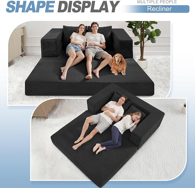 Futon Sofa Bed with Pillow, 3-in-1 Sleeper Sofa Bed with Removable Cover - Image 6
