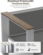 Outdoor Aluminum Loveseat, Modern Patio Patio Furniture - Image 3