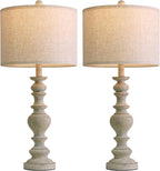 BOBOMOMO 27" Antique Gray Table Lamps Set of 2, Large Farmhouse Resin Lamps - Image 7