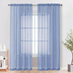 Sheer Curtains 84 Inches Long 2 Panels Set, Light Filtering Transparent by OVZME