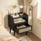 Lerliuo Rattan Nightstands Set of 2, Bedside Table - Image 4