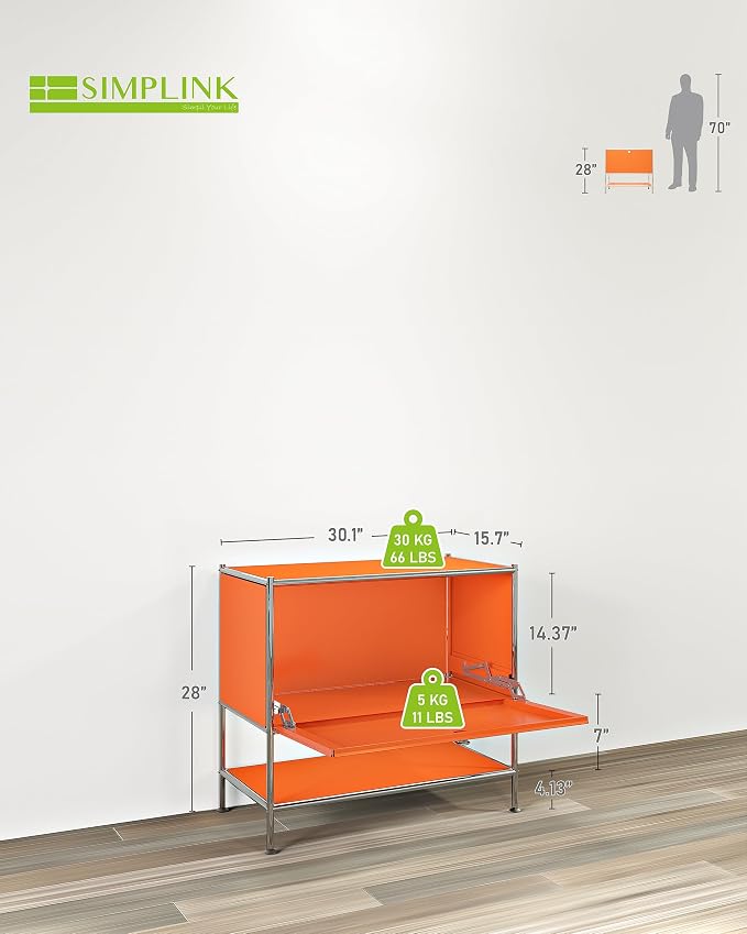 Metal Sidetable with Flap Door, 27.5" Height - Image 3
