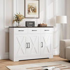 HOSTACK Modern Farmhouse Buffet Sideboard Cabinet, Barn Doors Storage Cabinet - Image 2