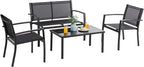 Vongrasig 4 Pieces Patio Furniture Sets, Outdoor Patio Conversation Sets by Vongrasig
