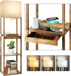 RUNTOP Floor Lamp with Shelves, Plus Shelf Lamp with Wireless Charger, 2 USB by RUNTOP
