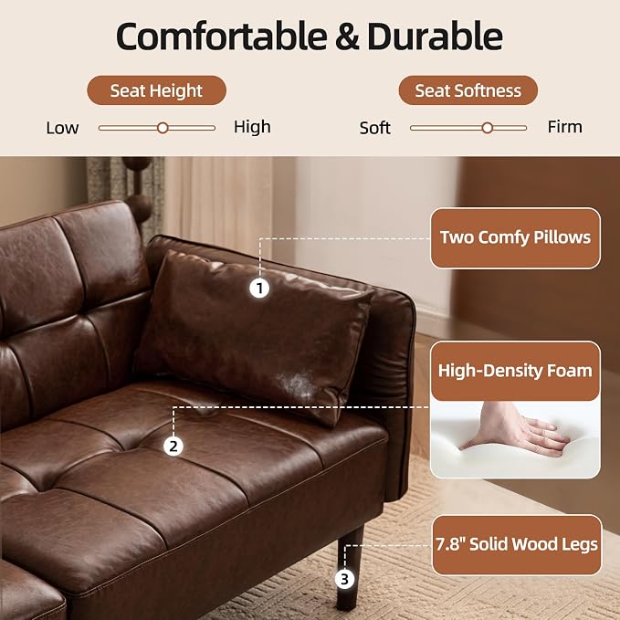 HALLYBEE Futon Sofa Bed, Sleeper Sofa, Small Couch - Image 7