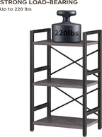 Homeiju Bookshelf, 3 Tier Industrial Bookcase, Metal Small Bookcase, Rustic - Image 6