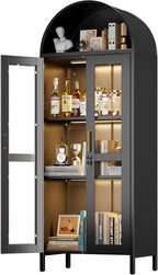 73" Black Metal Arched Display Cabinet by JAORD