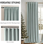 MIULEE Velvet Curtains 52x84 inches 2 Panels Misty Blue Blackout Curtains | - Image 2
