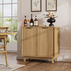 Fluted Coffee Bar Cabinet with Storage, Modern Sideboard Buffet Cabinet with - Image 8