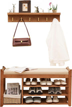 PETKABOO Hall Tree with Bench and Shoe Storage, Coat Rack Shoe Bench Set with by PETKABOO
