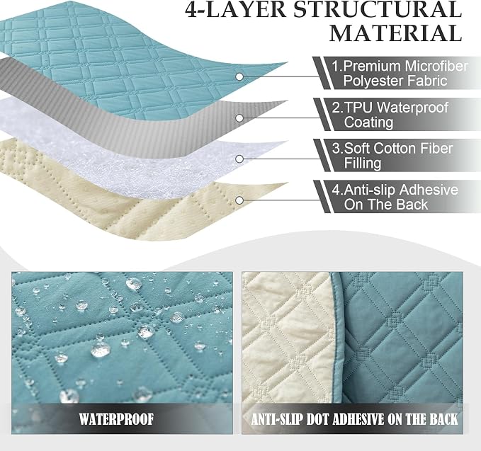 Genina L Shape Couch Cover, Sectional Couch Chaise Covers, Waterproof Washable - Image 4