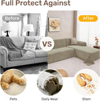2 Pieces Sectional Couch Covers L Shaped Cover XXXL Quicksand | Thick Washable - Image 4