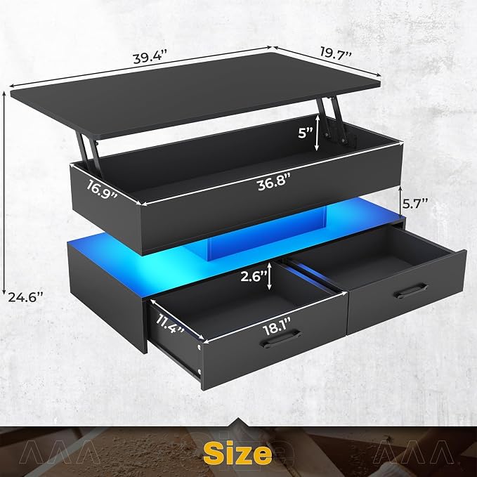SEDETA 40" Lift Top Coffee Table, Coffee Tables - Image 2
